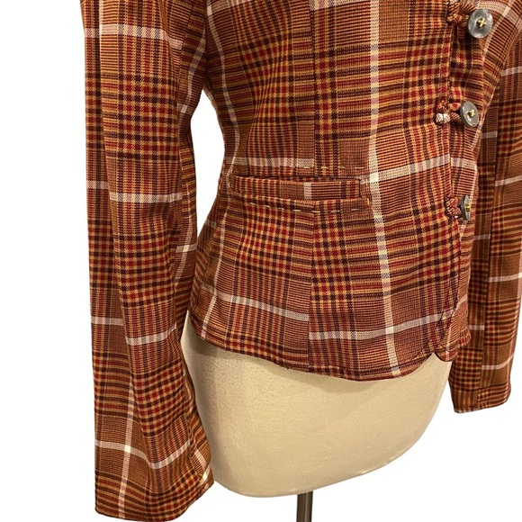 Y2K Plaid Blazer With Lace Trim Collar - Picture 6 of 11